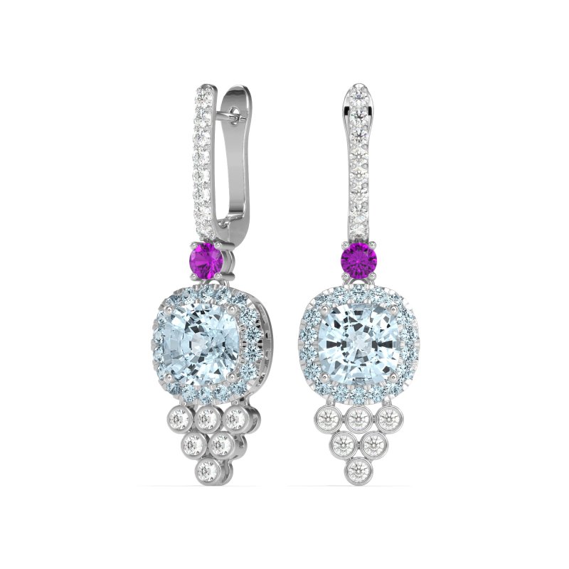 Art-Deco Dangling Halo Earrings