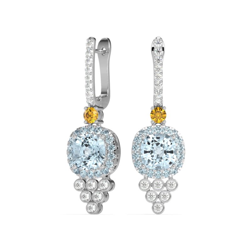 Art-Deco Dangling Halo Earrings