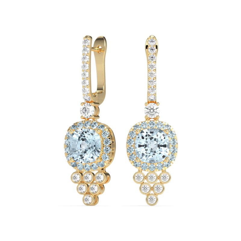 Art-Deco Dangling Halo Earrings