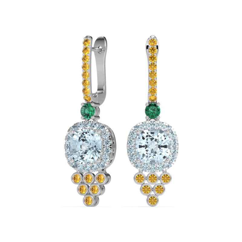 Art-Deco Dangling Halo Earrings