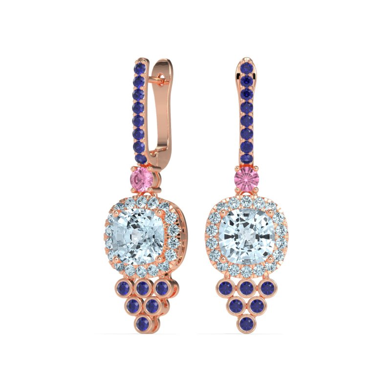 Art-Deco Dangling Halo Earrings
