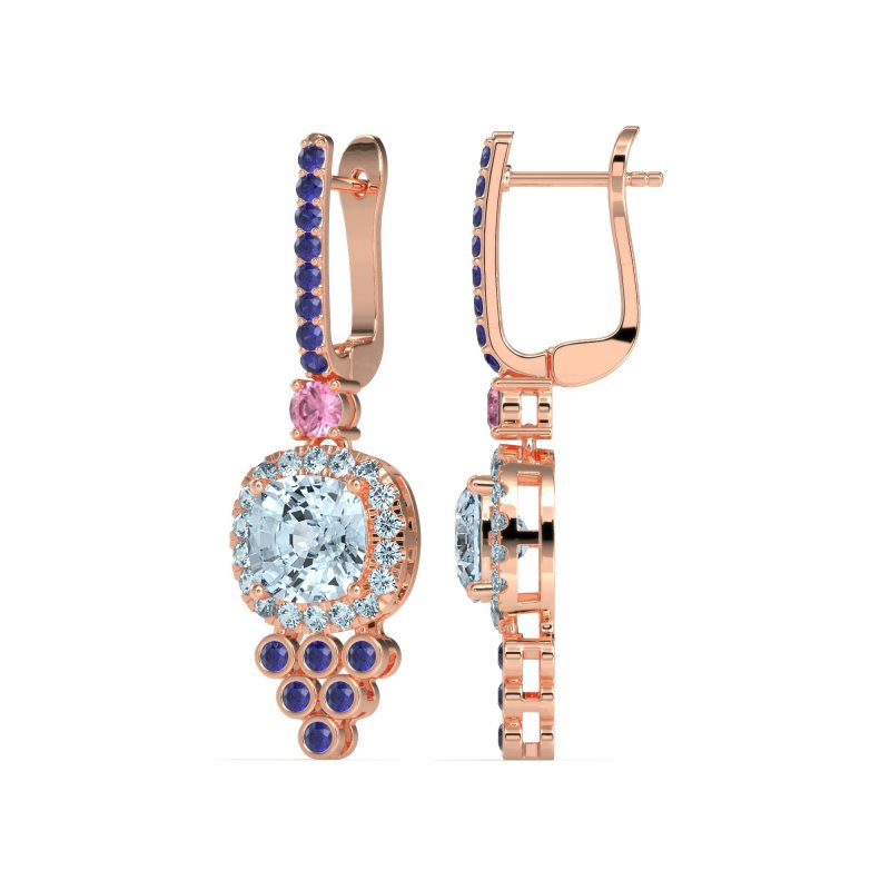 Art-Deco Dangling Halo Earrings