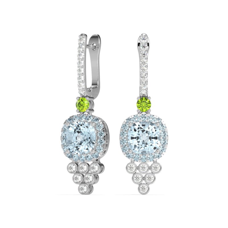 Art-Deco Dangling Halo Earrings