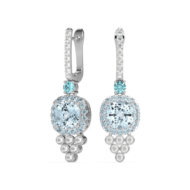 Art-Deco Dangling Halo Earrings