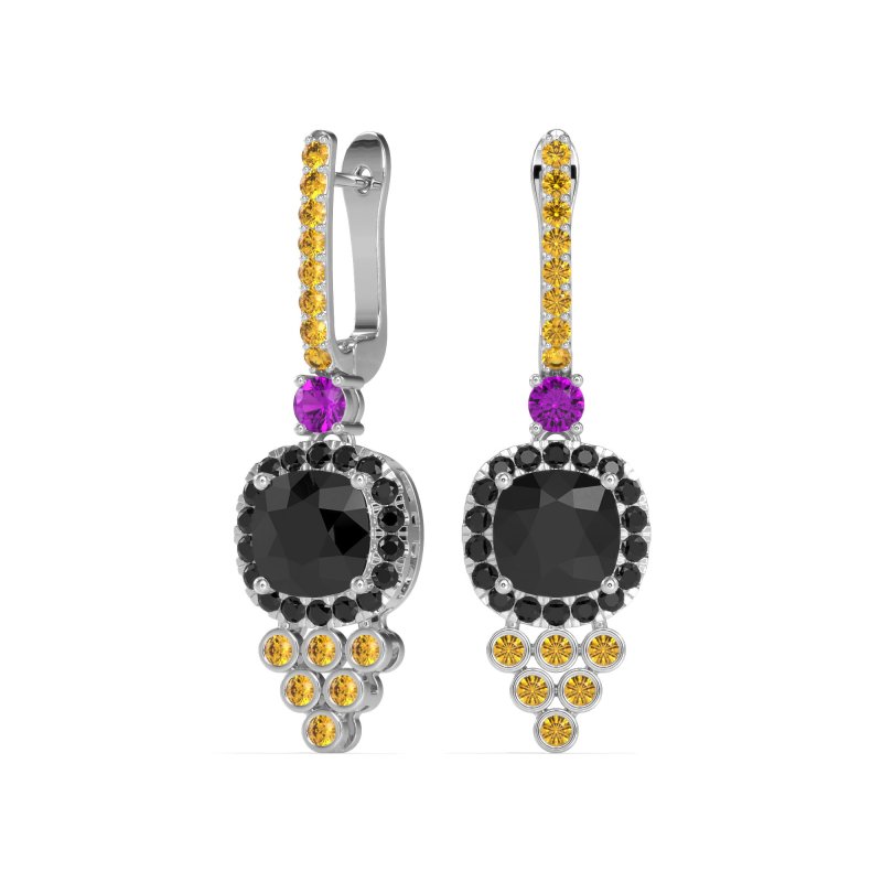 Art-Deco Dangling Halo Earrings