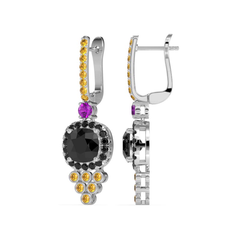 Art-Deco Dangling Halo Earrings