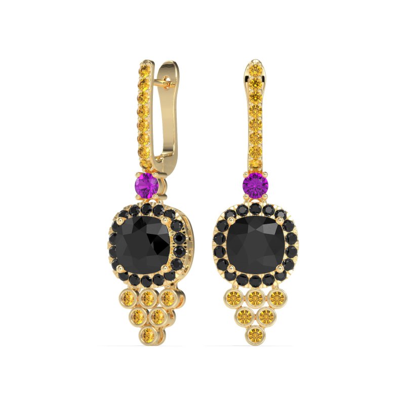 Art-Deco Dangling Halo Earrings