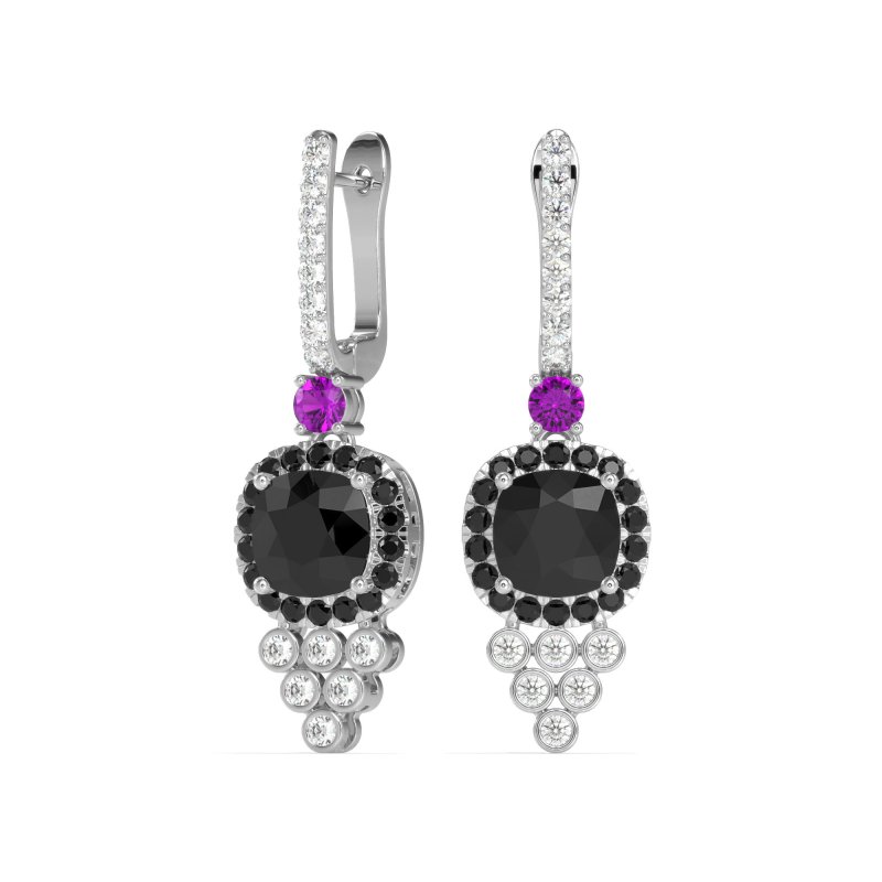 Art-Deco Dangling Halo Earrings
