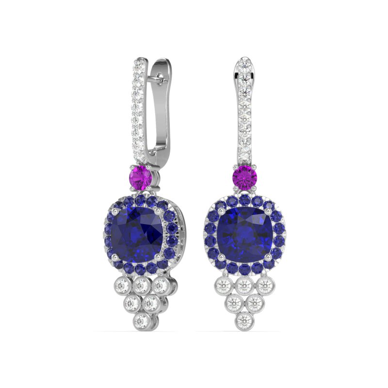 Art-Deco Dangling Halo Earrings