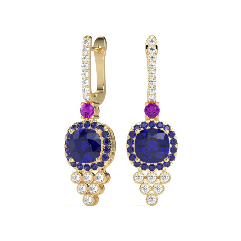 Art-Deco Dangling Halo Earrings