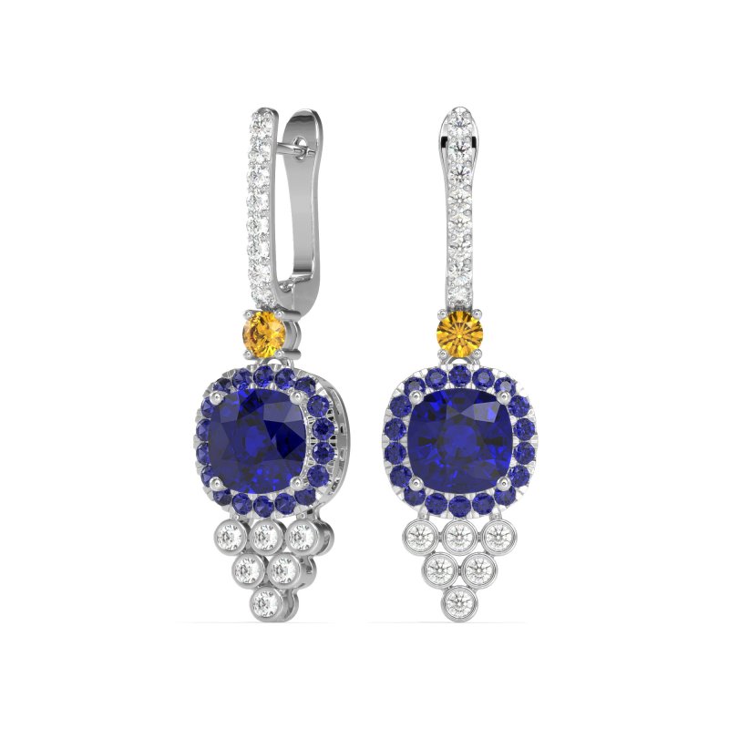 Art-Deco Dangling Halo Earrings