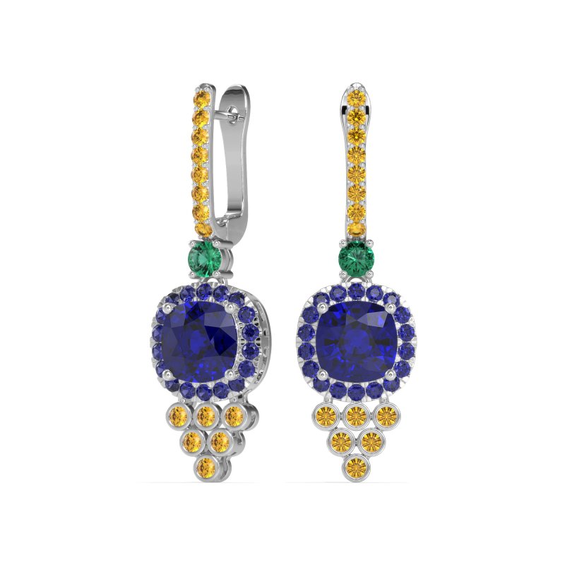 Art-Deco Dangling Halo Earrings