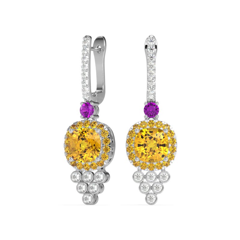 Art-Deco Dangling Halo Earrings