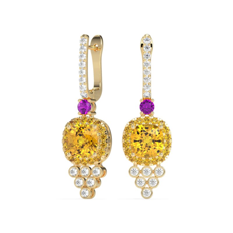 Art-Deco Dangling Halo Earrings