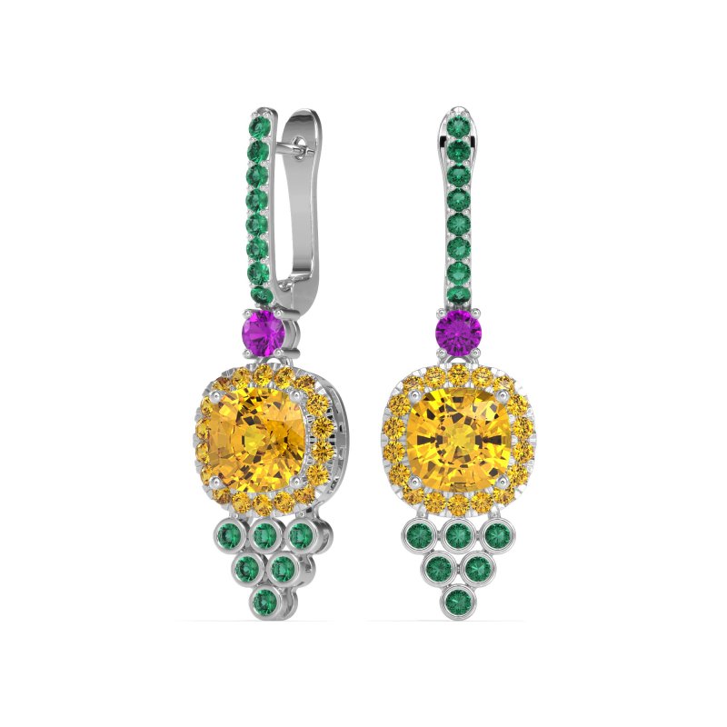 Art-Deco Dangling Halo Earrings