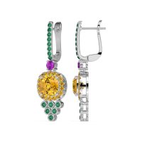 Art-Deco Dangling Halo Earrings