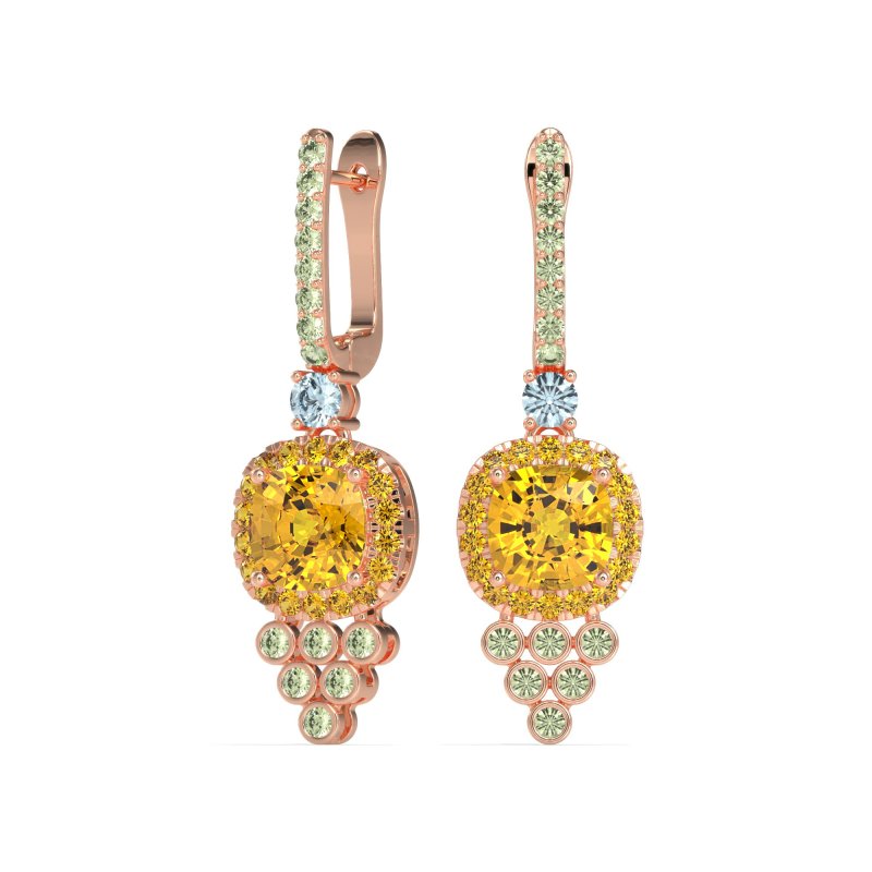 Art-Deco Dangling Halo Earrings