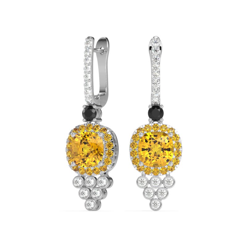 Art-Deco Dangling Halo Earrings