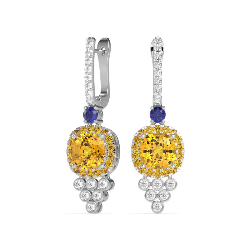 Art-Deco Dangling Halo Earrings