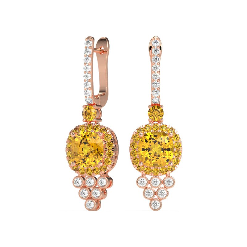 Art-Deco Dangling Halo Earrings