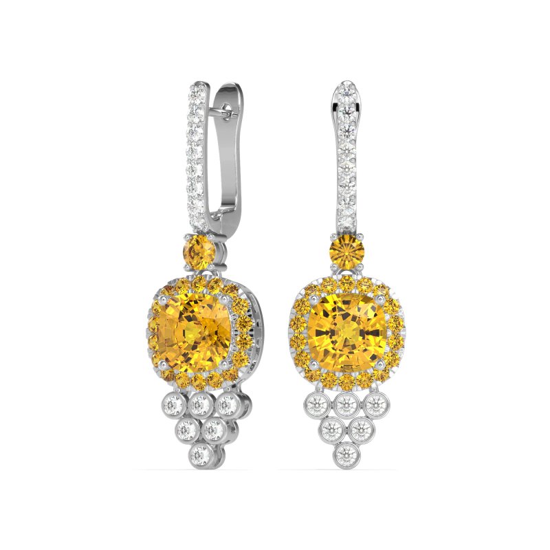 Art-Deco Dangling Halo Earrings