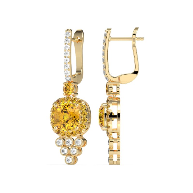 Art-Deco Dangling Halo Earrings