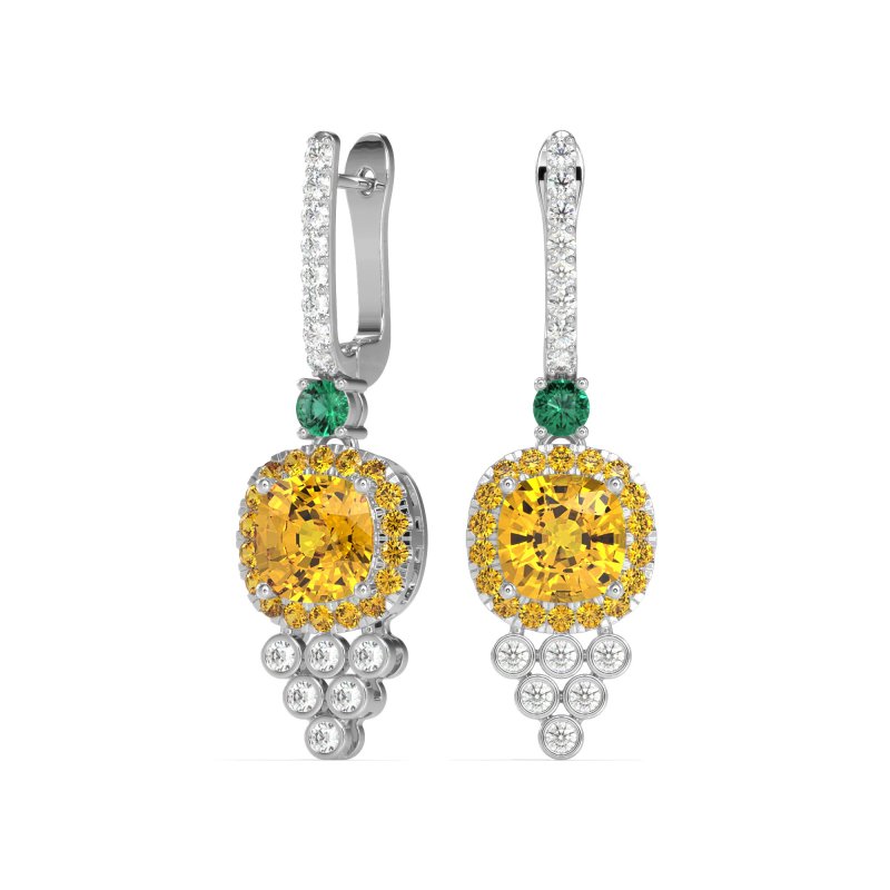 Art-Deco Dangling Halo Earrings