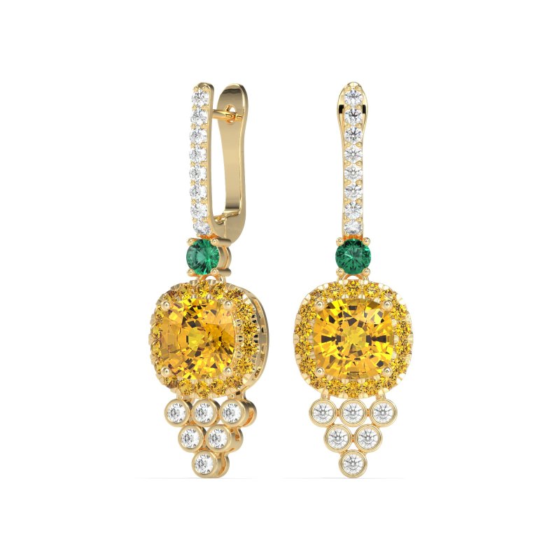 Art-Deco Dangling Halo Earrings