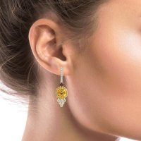 Art-Deco Dangling Halo Earrings