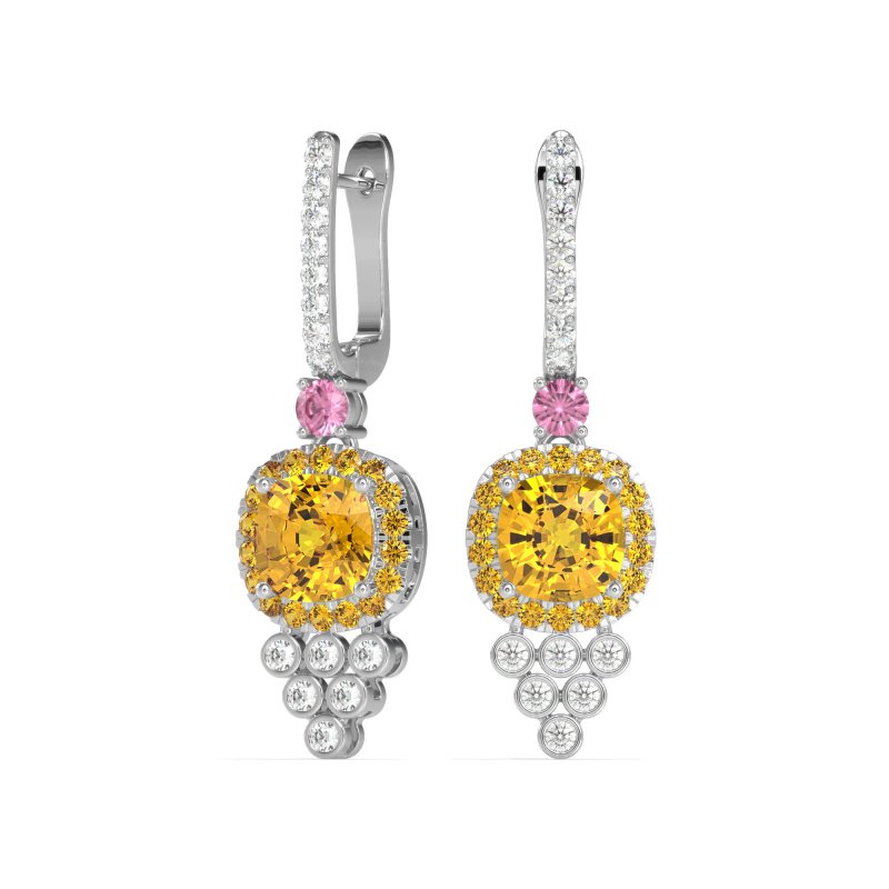Art-Deco Dangling Halo Earrings