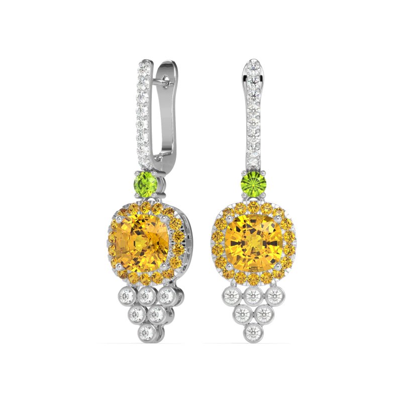 Art-Deco Dangling Halo Earrings