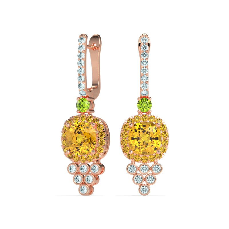 Art-Deco Dangling Halo Earrings