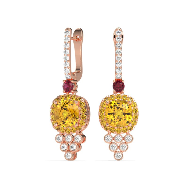 Art-Deco Dangling Halo Earrings