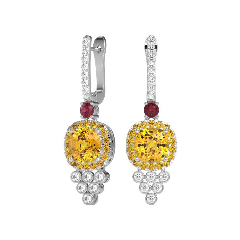 Art-Deco Dangling Halo Earrings