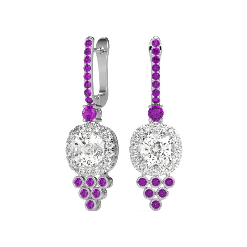 Art-Deco Dangling Halo Earrings