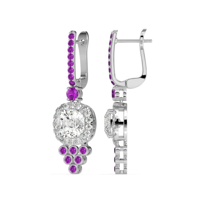 Art-Deco Dangling Halo Earrings