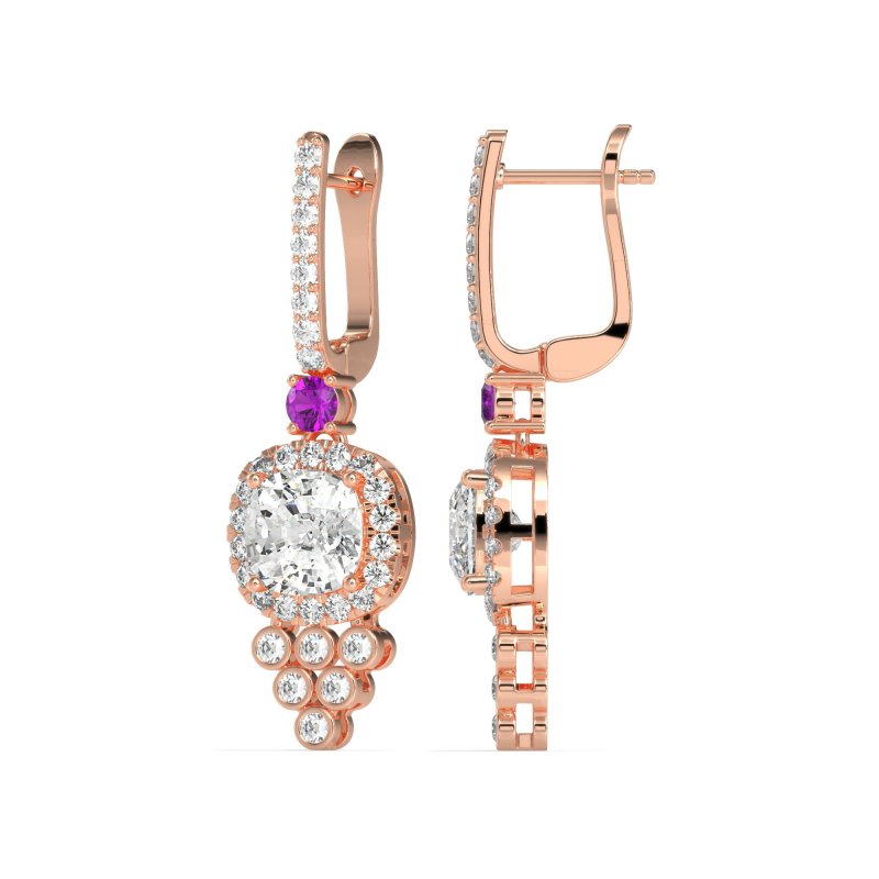 Art-Deco Dangling Halo Earrings
