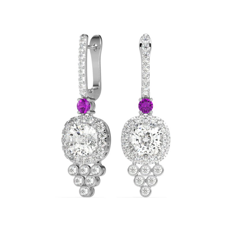 Art-Deco Dangling Halo Earrings
