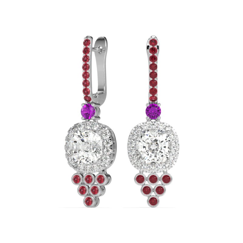 Art-Deco Dangling Halo Earrings