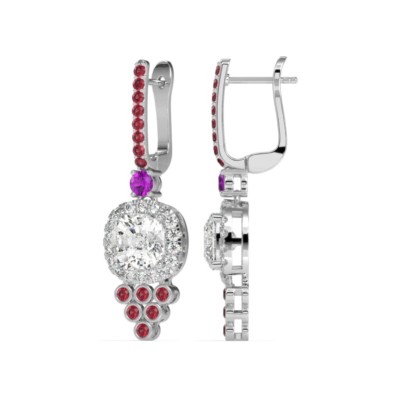 Art-Deco Dangling Halo Earrings