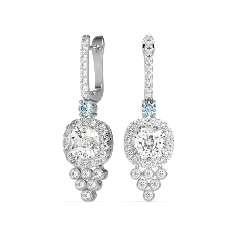 Art-Deco Dangling Halo Earrings