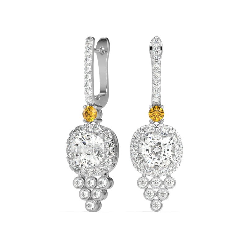 Art-Deco Dangling Halo Earrings