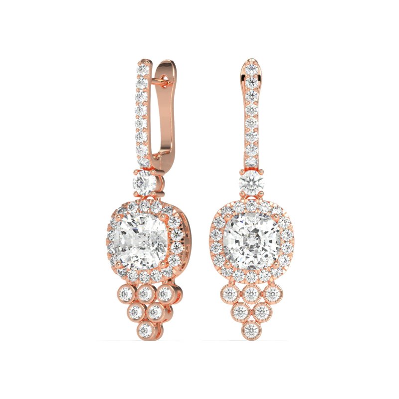 Art-Deco Dangling Halo Earrings
