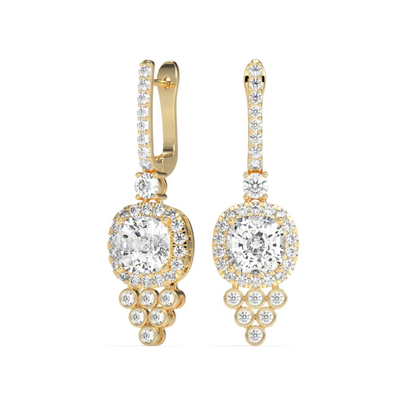 Art-Deco Dangling Halo Earrings