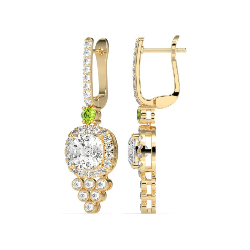 Art-Deco Dangling Halo Earrings