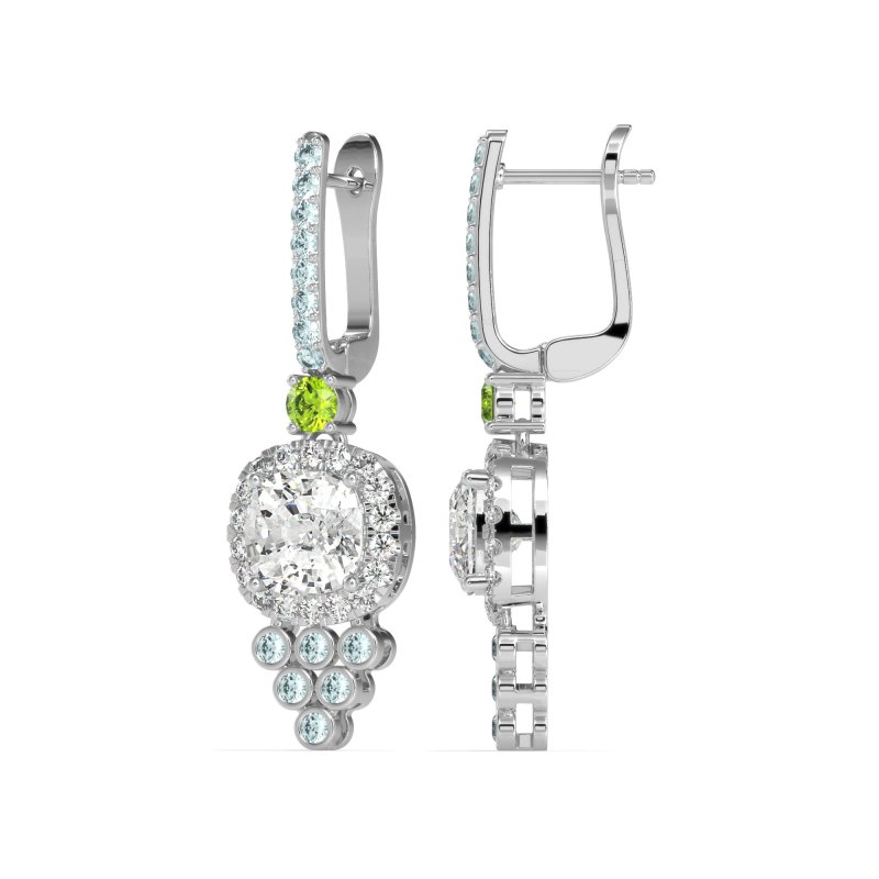 Art-Deco Dangling Halo Earrings