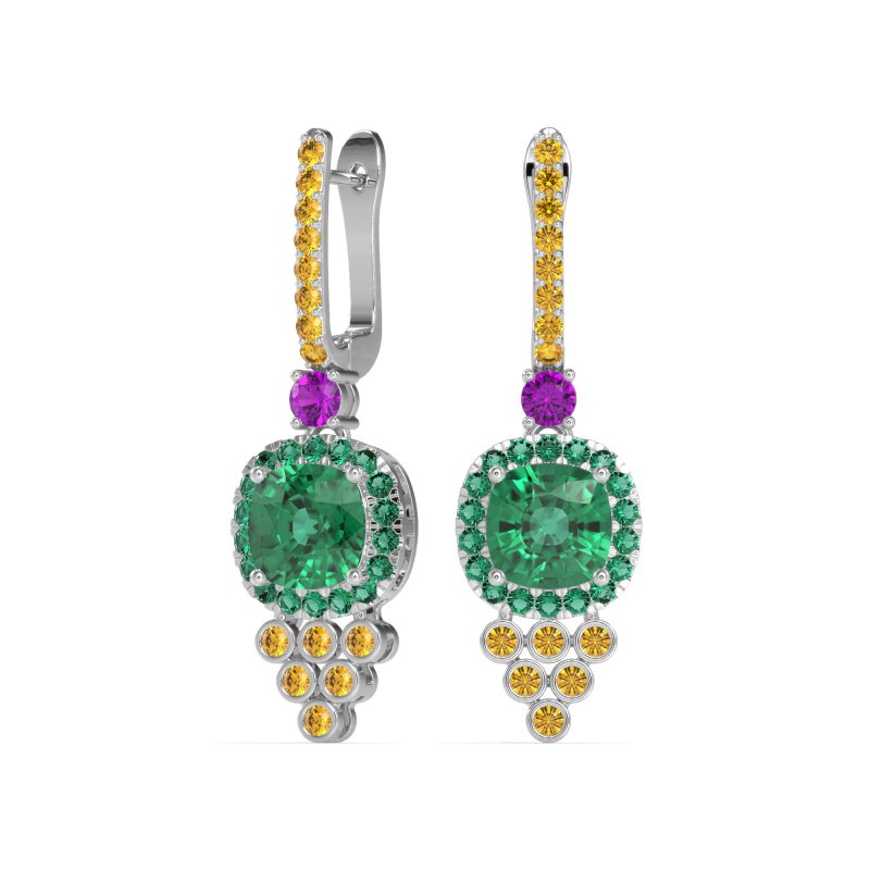 Art-Deco Dangling Halo Earrings