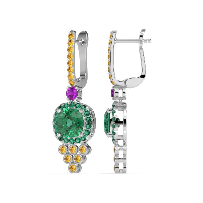 Art-Deco Dangling Halo Earrings