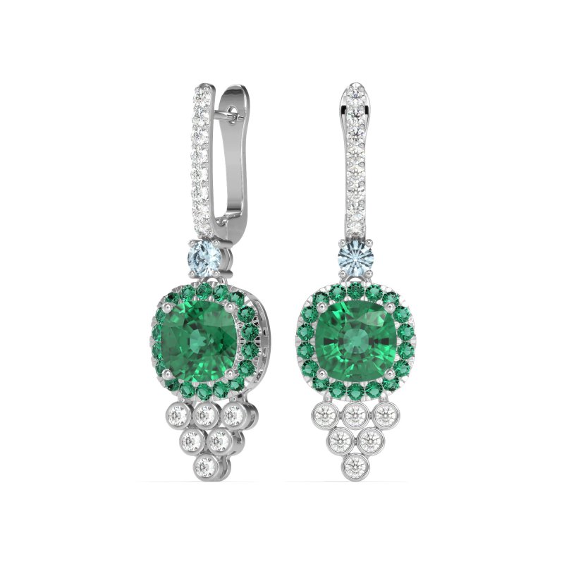 Art-Deco Dangling Halo Earrings