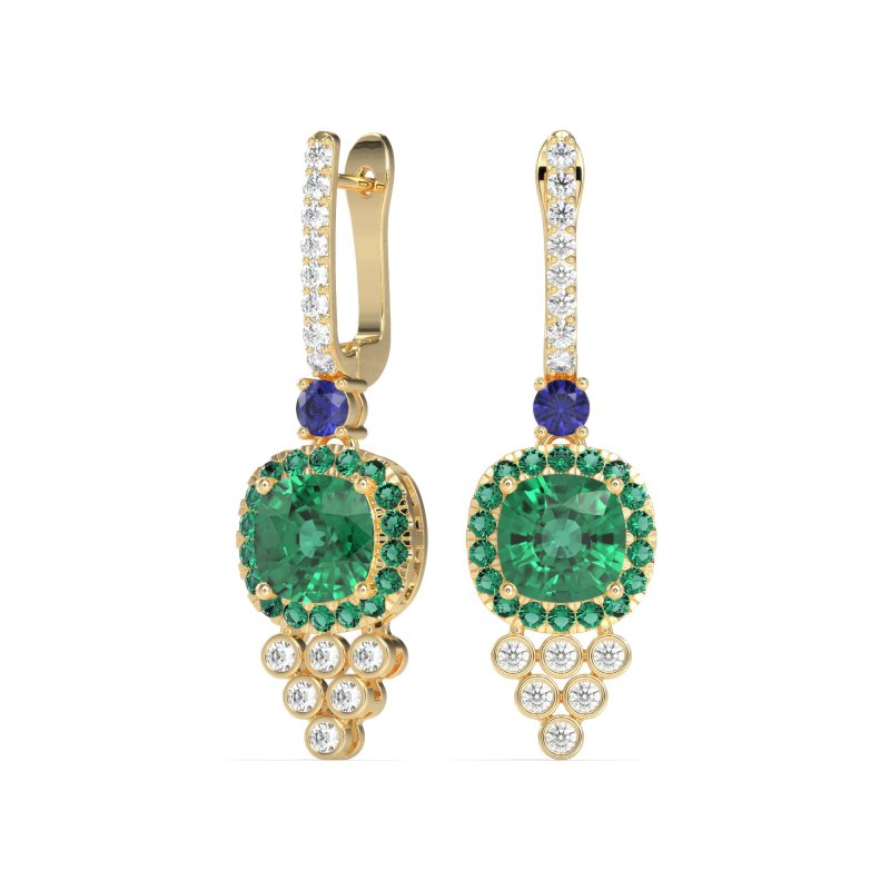 Art-Deco Dangling Halo Earrings